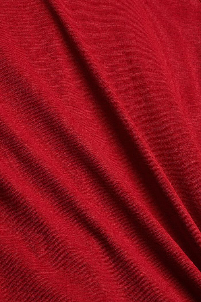 Camiseta de manga larga de algodón ecológico con encaje, DARK RED, detail image number 4
