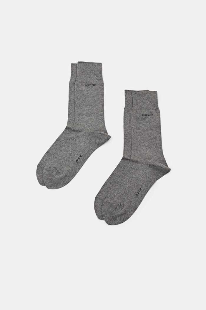 Pack de 2 pares de calcetines, algodón ecológico, LIGHT GREY MELANGE, detail image number 0