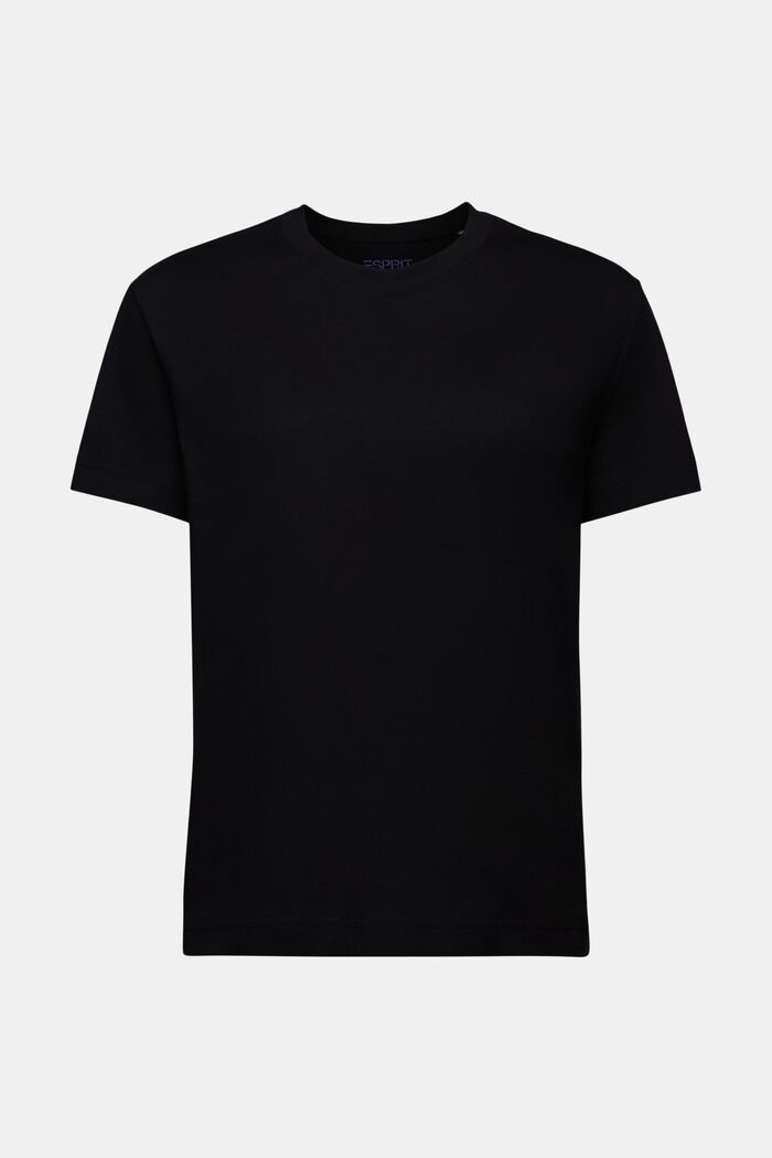 Camiseta de algodón pima con cuello redondo, BLACK, detail image number 6