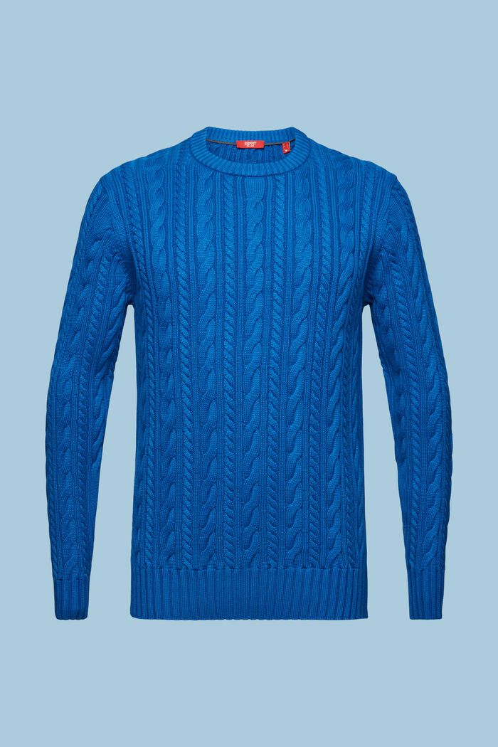 Jersey de punto trenzado con algodón, DARK BLUE, detail image number 6