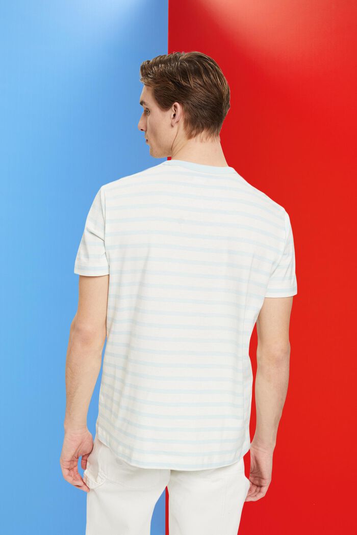 Camiseta con diseño a rayas de algodón sostenible, LIGHT AQUA GREEN, detail image number 3