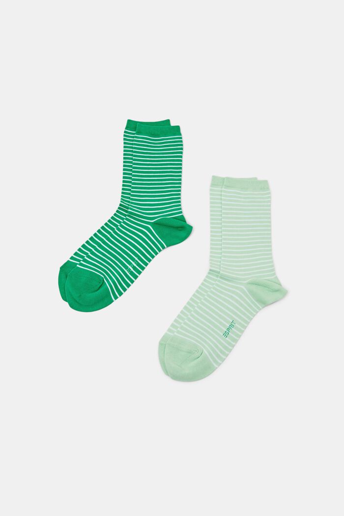 Pack de 2 calcetines de punto grueso a rayas, GREEN/MINT, detail image number 0