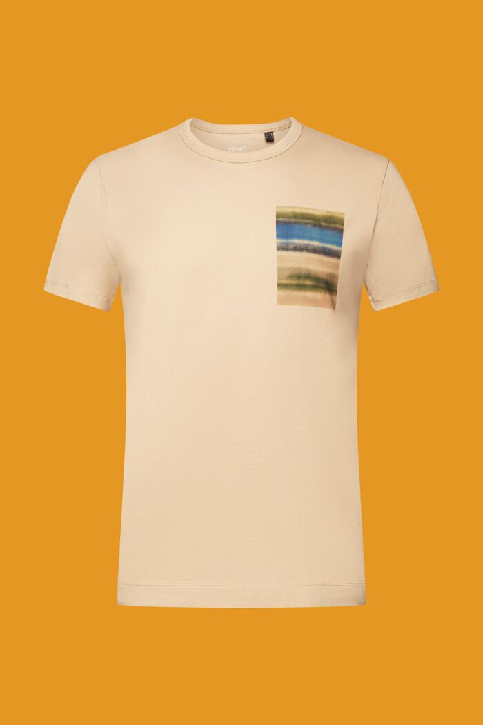 Camiseta de cuello redondo, 100% algodón, SAND, detail image number 6