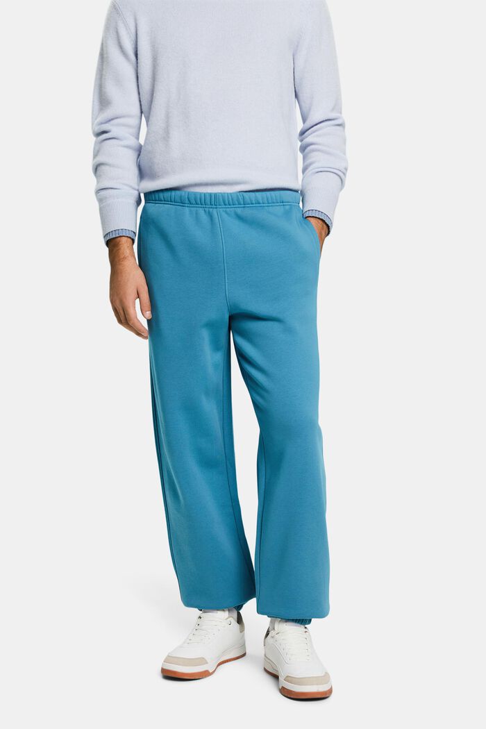 Pantalones de felpa de algodón con logotipo, DARK TURQUOISE, detail image number 0