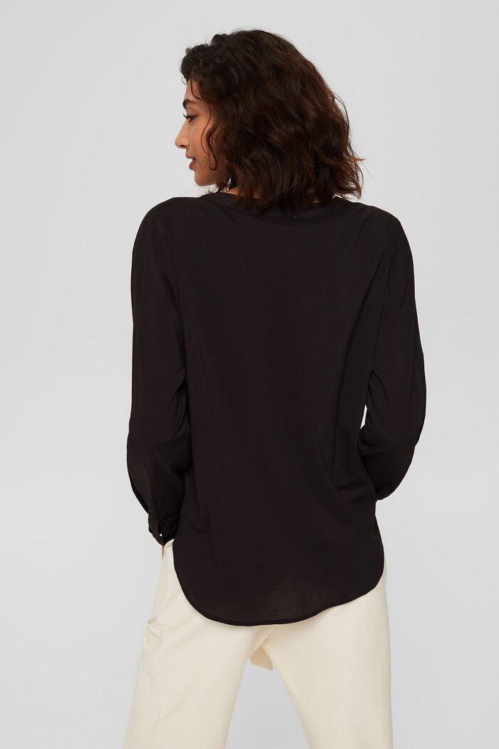 Blusa con escote chilaba y bolsillos, BLACK, detail image number 3