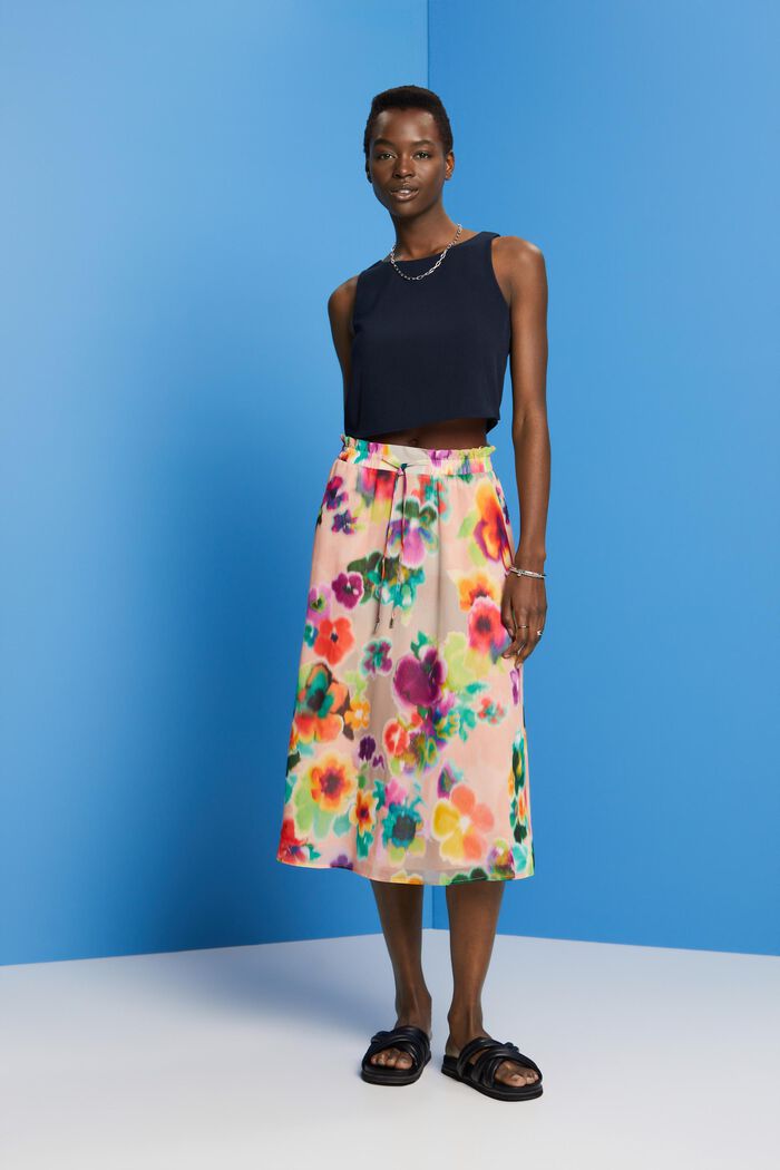Falda midi con estampado de colores, CORAL, detail image number 5