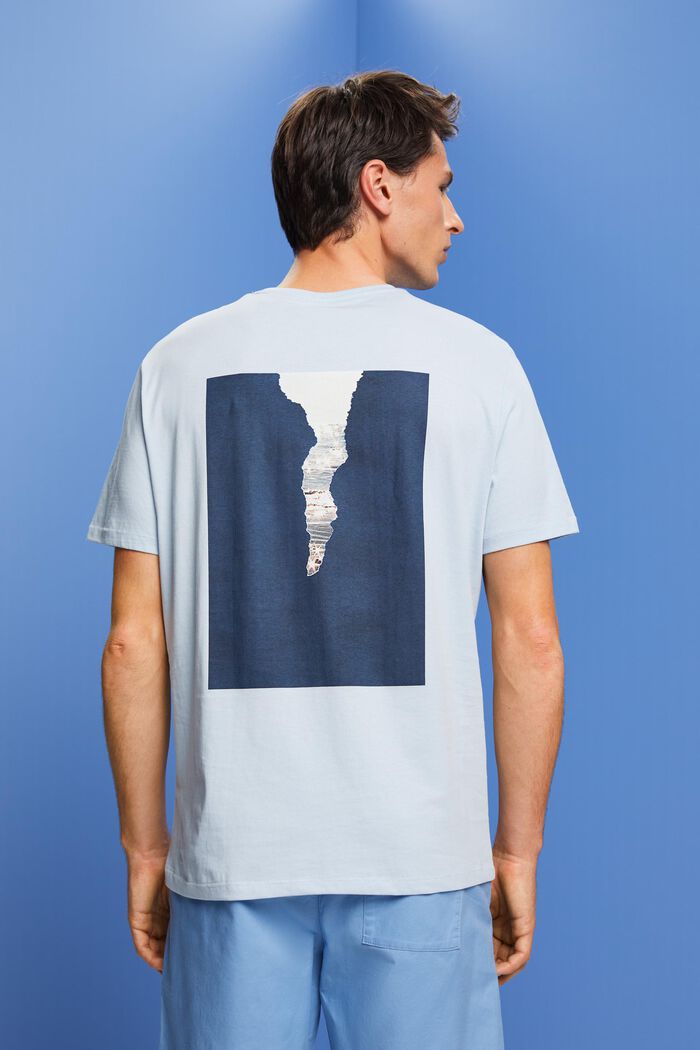 Camiseta de punto con estampado por detrás, 100% algodón, PASTEL BLUE, detail image number 3