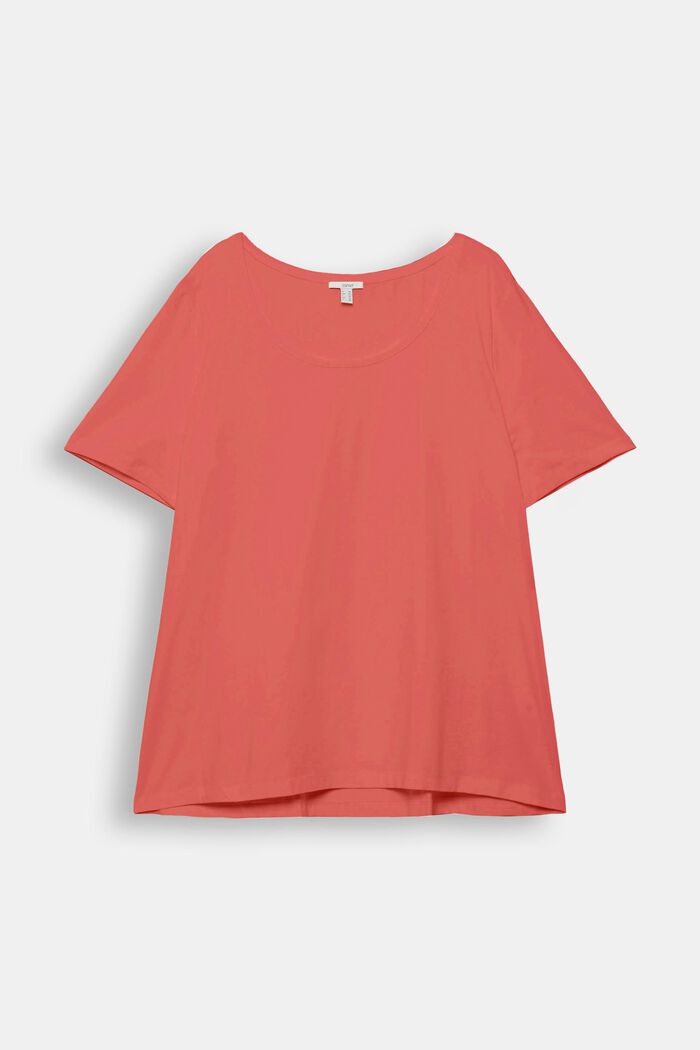 CURVY Camiseta en algodón ecológico, CORAL RED, overview