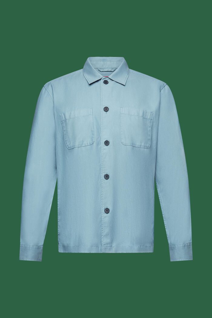 Camisa de sarga con cuello abotonado, TEAL BLUE, detail image number 7