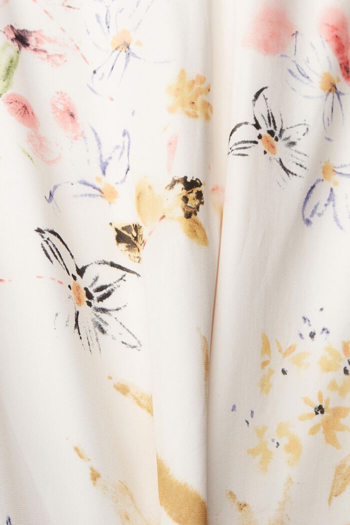 Vestido de gasa con estampado floral, LENZING™ ECOVERO™, OFF WHITE, detail image number 4