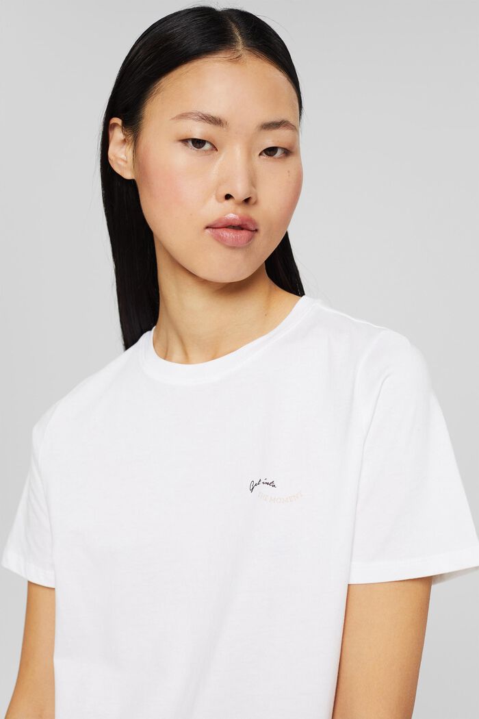 Camiseta con estampado pequeño, algodón ecológico, WHITE, overview