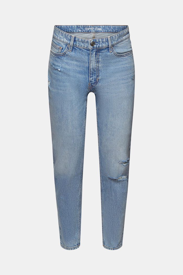 Jeans mid-rise regular tapered fit, BLUE LIGHT WASHED, detail image number 6