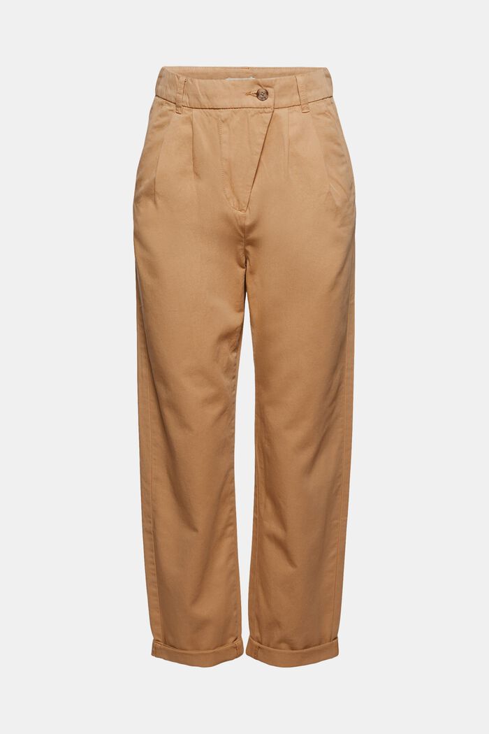 Pantalones chinos de tiro alto, 100% algodón Pima, KHAKI BEIGE, detail image number 0