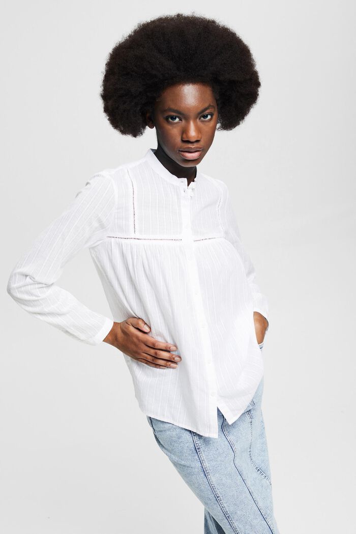 Camisa en 100 % algodón, WHITE, detail image number 0