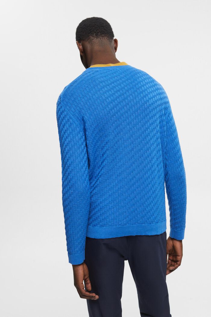Jersey de cuello redondo con acabado texturizado, BLUE, detail image number 3