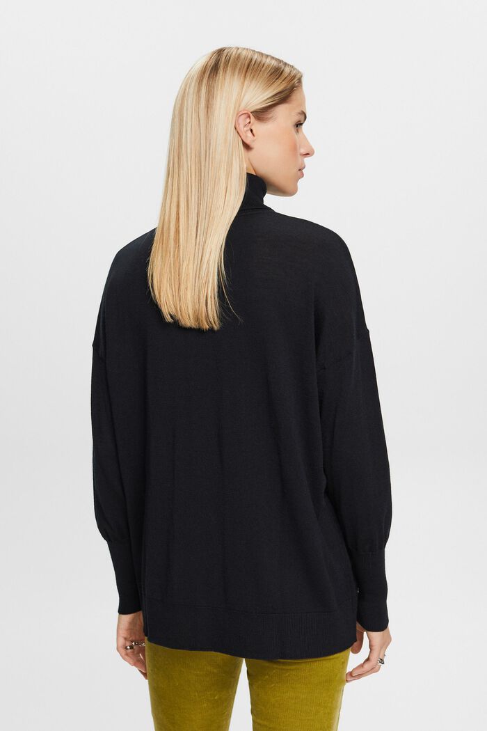 Jersey oversize de lana con cuello alto, BLACK, detail image number 4
