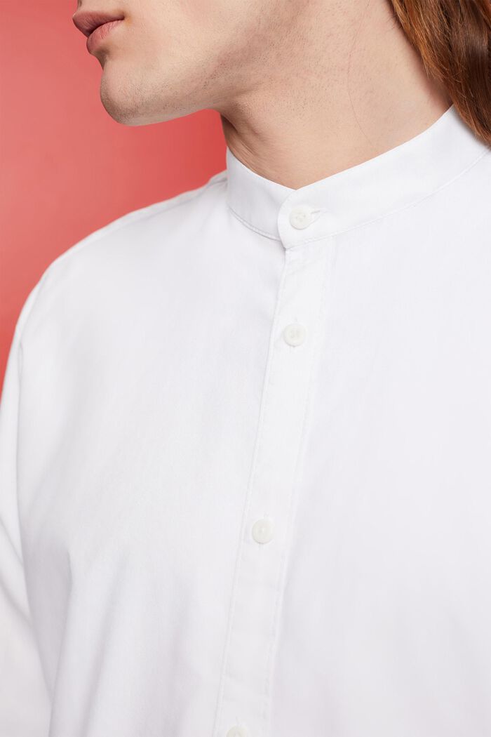 Camisa de corte ajustado de cuello mao, WHITE, detail image number 2