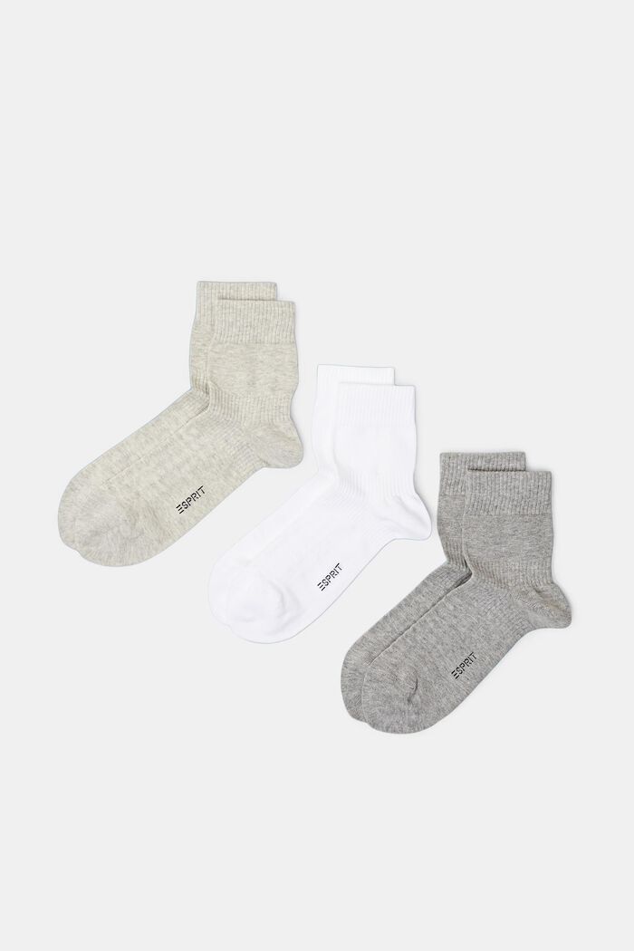 Pack de 3 calcetines de algodón ecológico acanalado, GREY, detail image number 0
