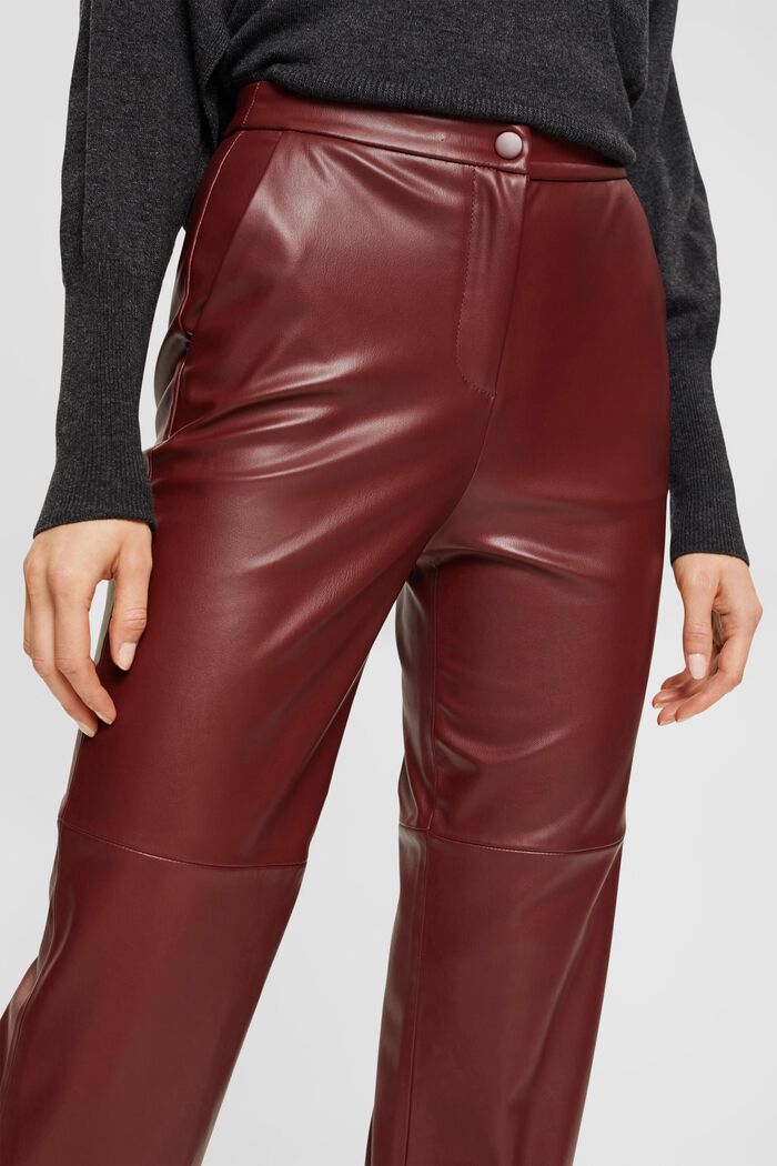 Pantalones tobilleros de polipiel, BORDEAUX RED, detail image number 3