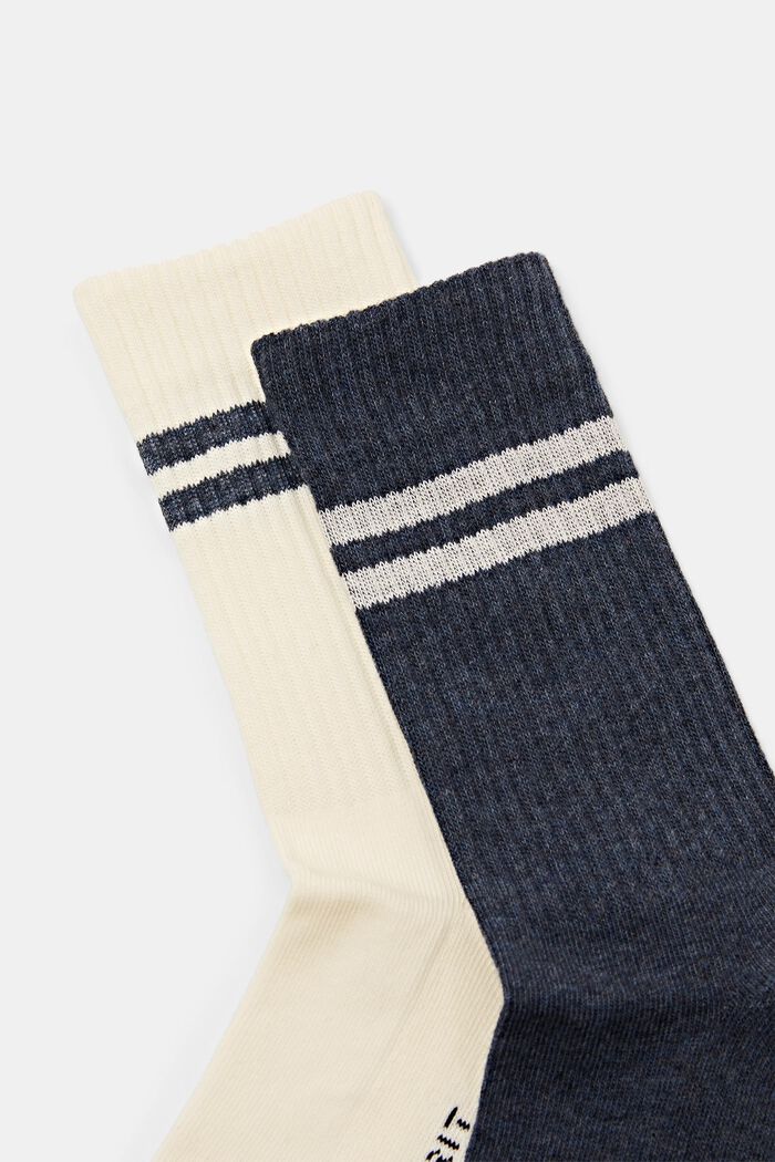 Pack de 2 pares de calcetines de tenis a rayas, NAVY/WHITE, detail image number 2