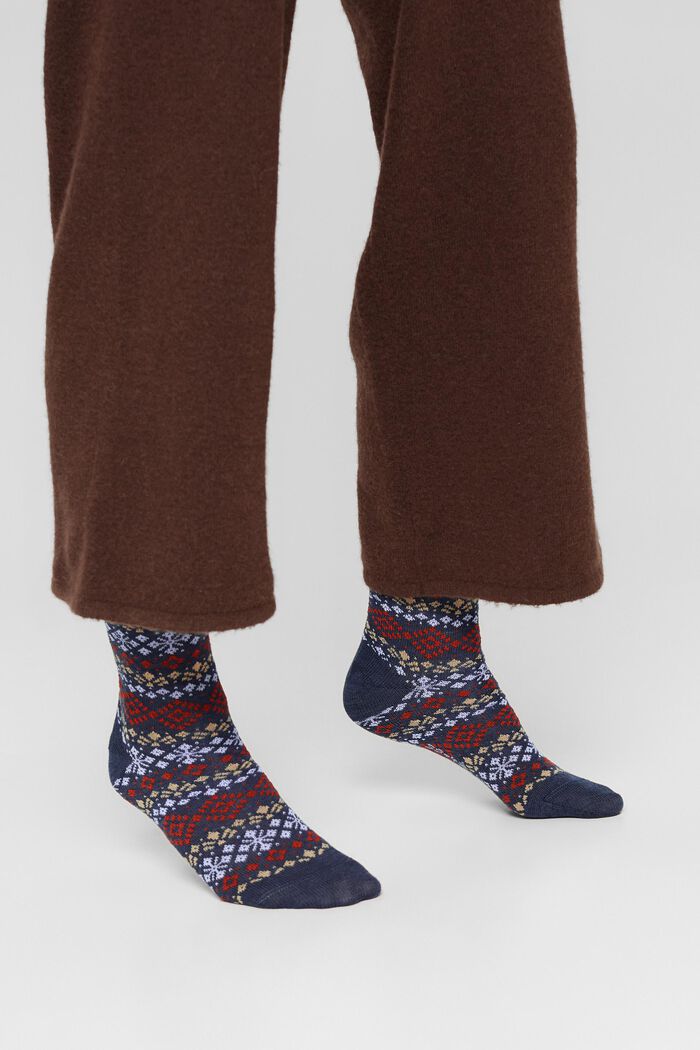 Pack de 2 pares de calcetines con diseño noruego, DARK BLUE MELANGE, detail image number 2