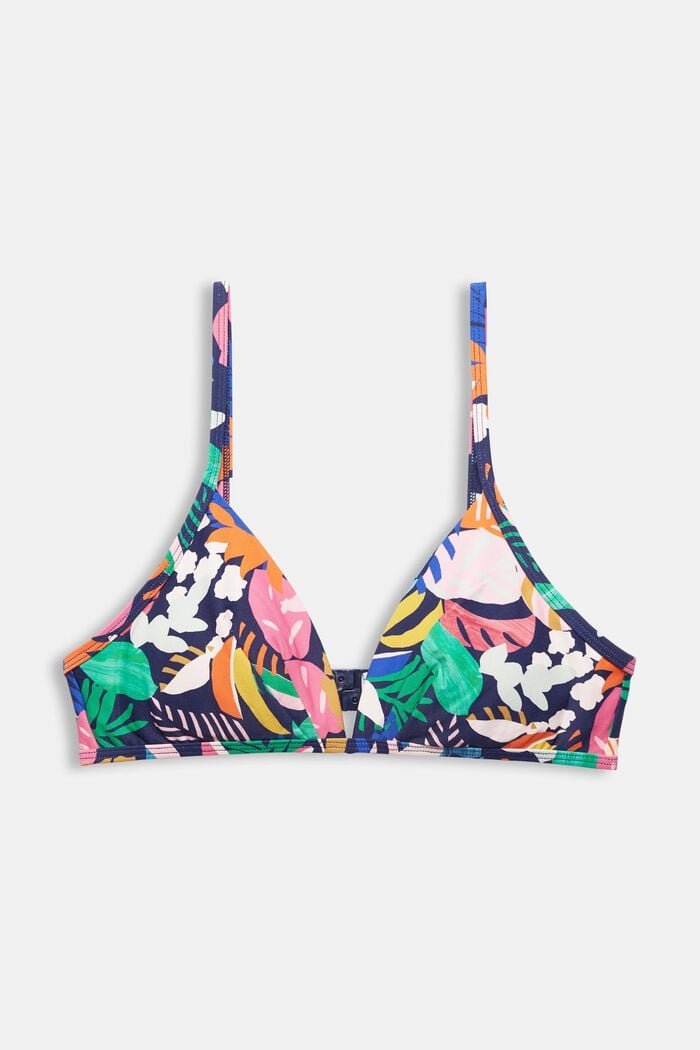 Top de bikini con relleno y estampado colorido, NAVY, detail image number 4