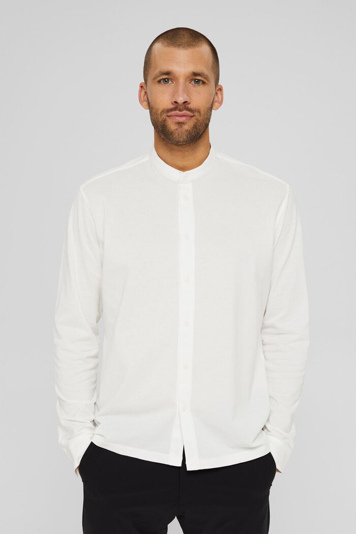 Camiseta de manga larga de piqué, algodón ecológico mercerizado, OFF WHITE, detail image number 4