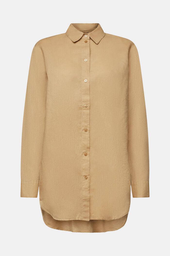 Camisa de lino y algodón, BEIGE, detail image number 6