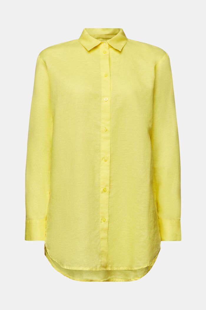 Camisa de lino y algodón, PASTEL YELLOW, detail image number 6