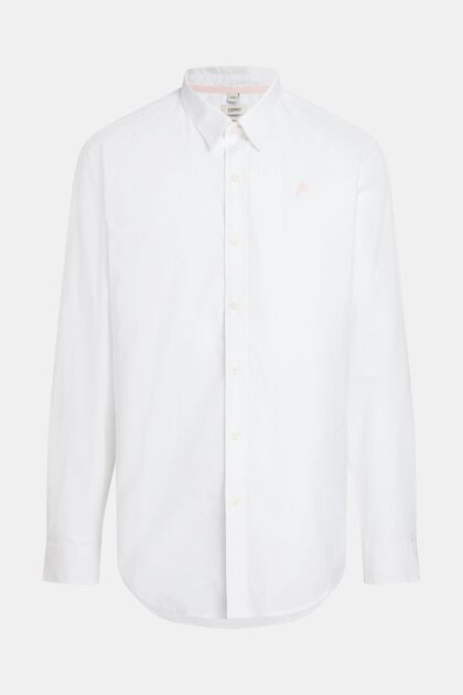 Camisa de corte ceñido de popelina con insignia de delfín, WHITE, overview