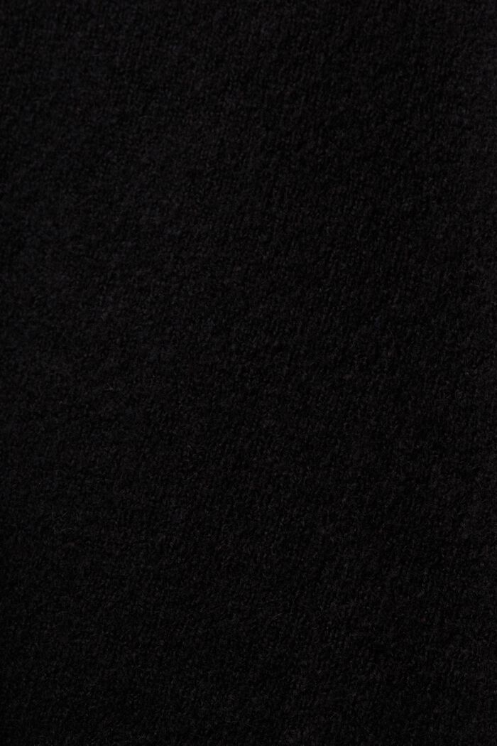 Jersey de cuello pico en mezcla de lana, BLACK, detail image number 5