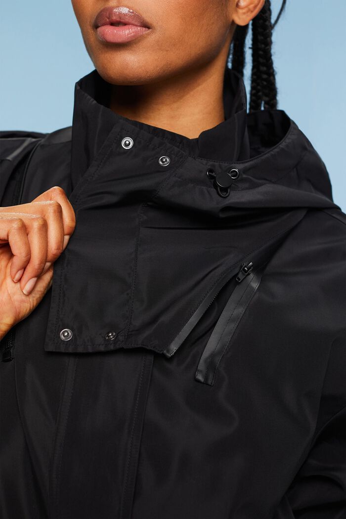 Chaqueta impermeable con capucha extraíble, BLACK, detail image number 3