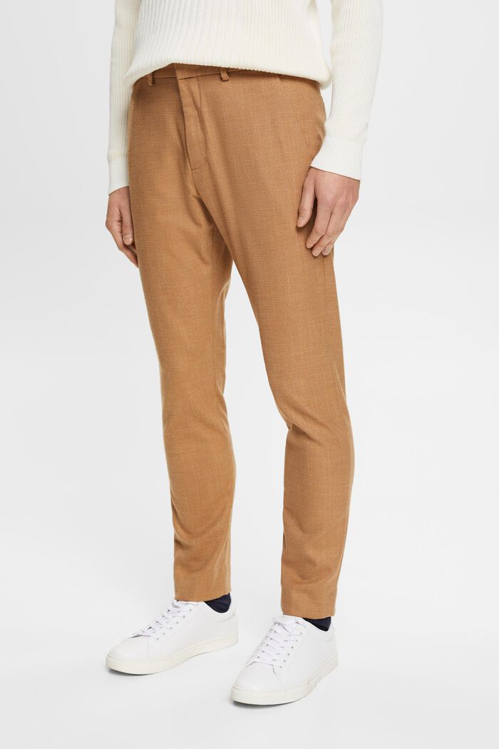 Pantalones con tacto de lana, CAMEL, detail image number 0