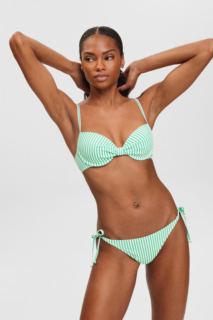 Top de bikini con relleno y diseño de rayas, GREEN, detail image number 4