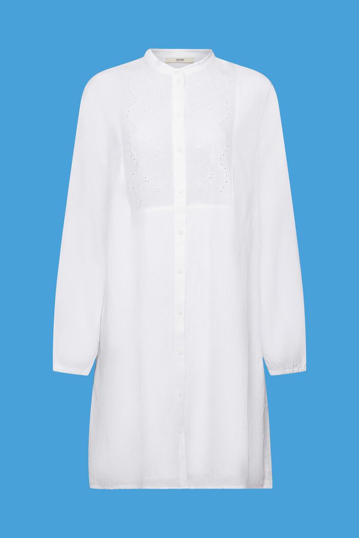 Vestido camisero bordado, WHITE, detail image number 6