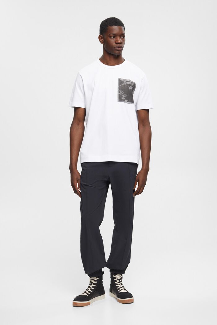 Camiseta de algodón con estampado en el pecho, WHITE, detail image number 5