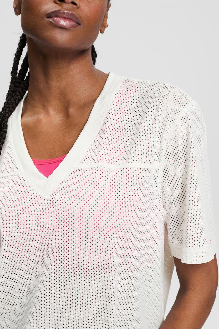 Camiseta de punto abierto con cuello en pico, OFF WHITE, detail image number 2