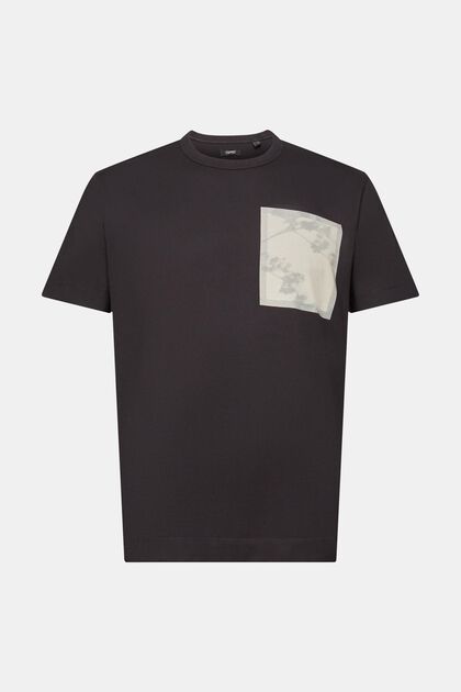 Camiseta de algodón con estampado en el pecho, ANTHRACITE, overview