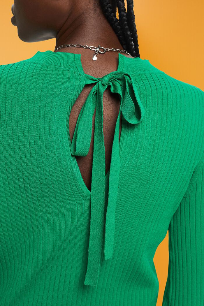 Jersey de cuello redondo con bloques de color, EMERALD GREEN, detail image number 2
