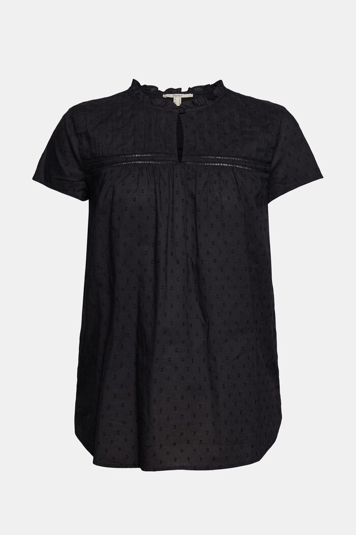 Blusa con textura dobby, 100% algodón, BLACK, detail image number 6