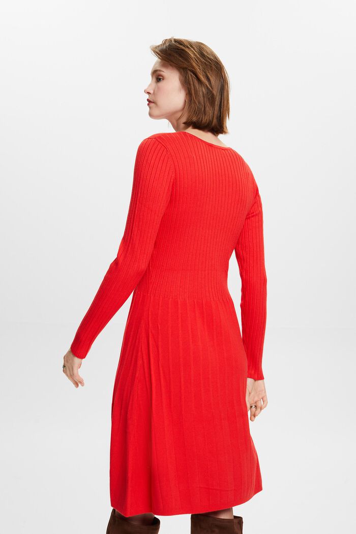 Vestido plisado en punto de canalé, RED, detail image number 4
