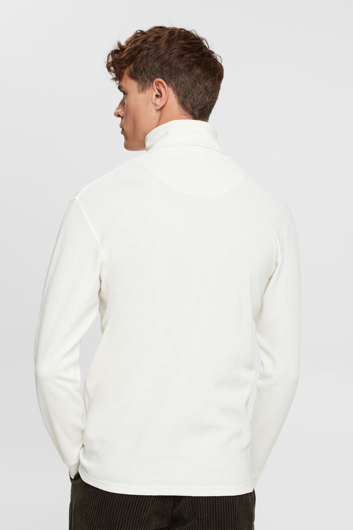 Camiseta de manga larga en piqué apanalado, 100% algodón, OFF WHITE, detail image number 3