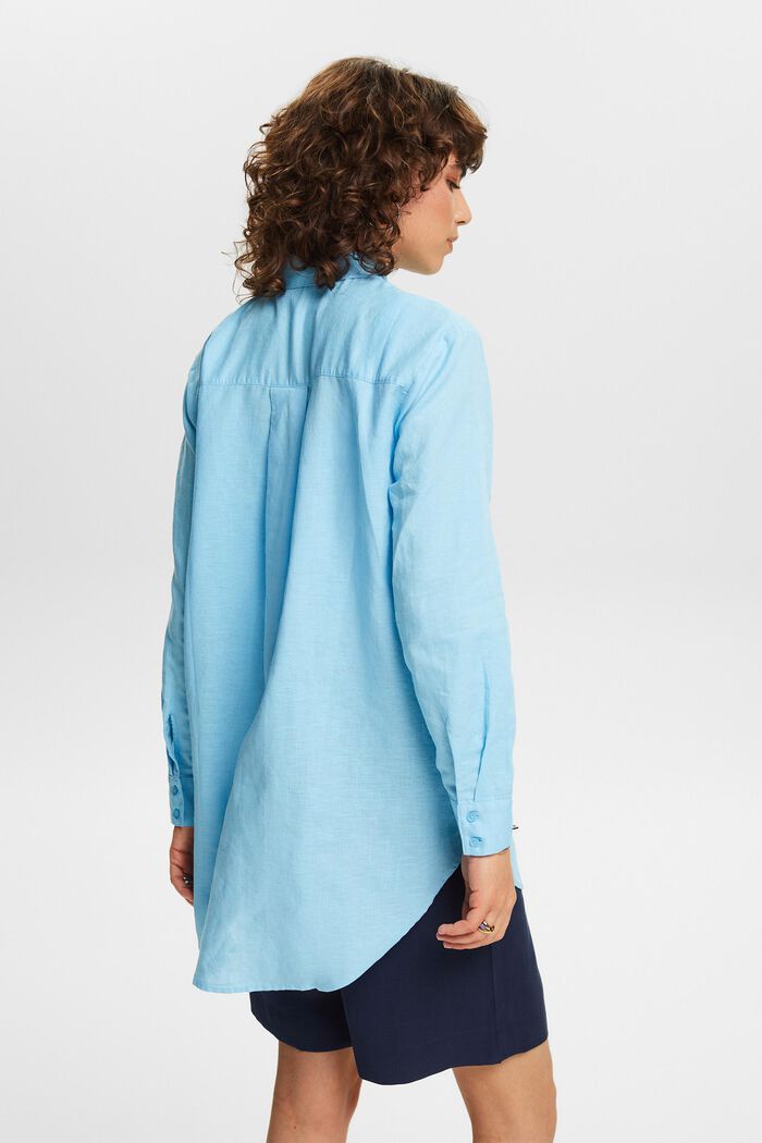 Camisa de lino y algodón, LIGHT TURQUOISE, detail image number 2