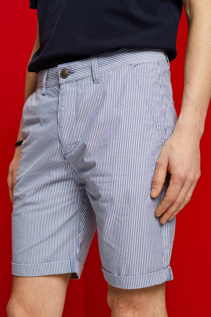 Pantalón corto estilo chino a rayas, 100% algodón, BLUE, detail image number 2