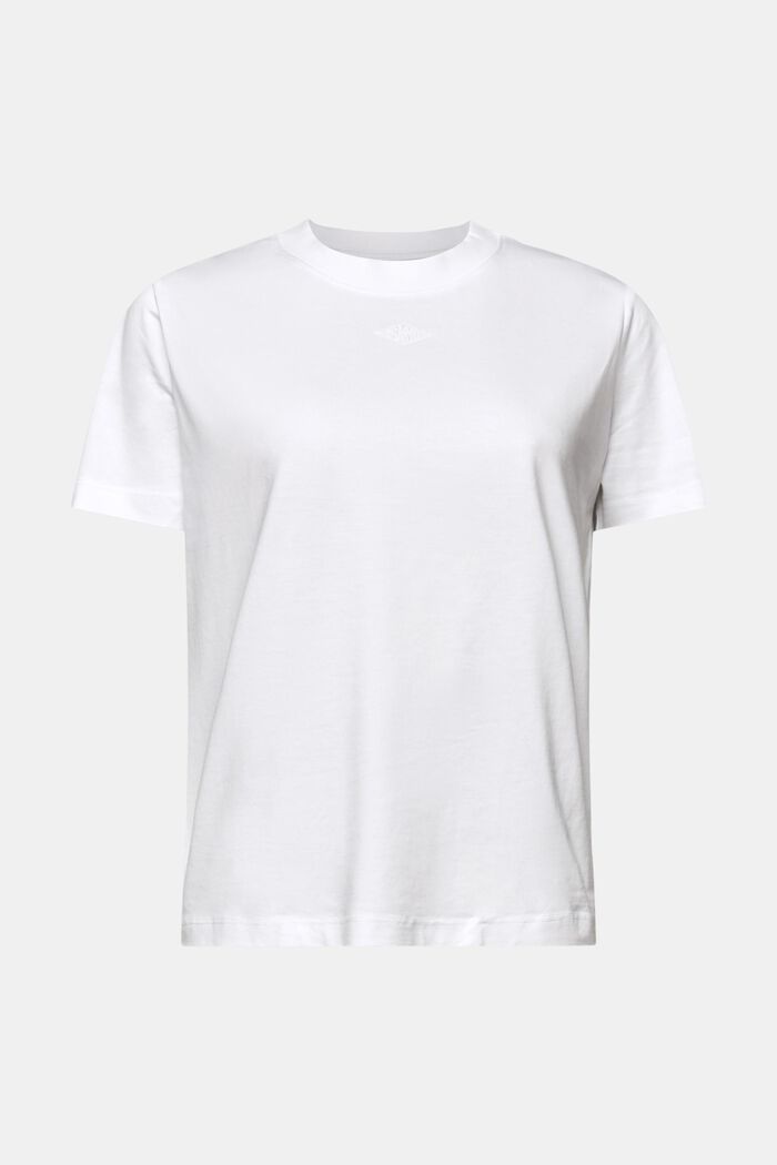 Camiseta de algodón pima con logotipo bordado, WHITE, detail image number 6
