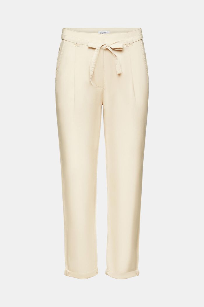 Pantalones chinos con cinturón, CREAM BEIGE, detail image number 7