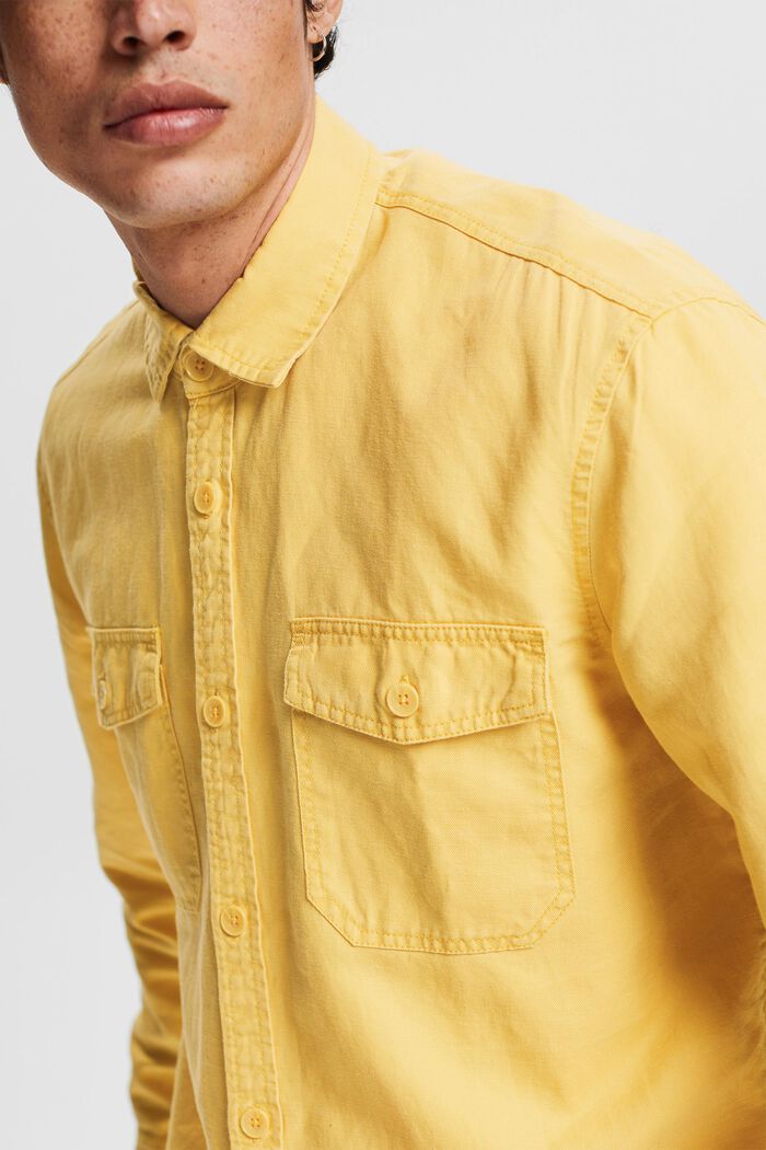 En mezcla de lino: camisa oversize, YELLOW, detail image number 2