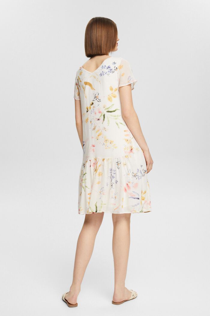 Vestido de gasa con estampado floral, LENZING™ ECOVERO™, OFF WHITE, detail image number 2