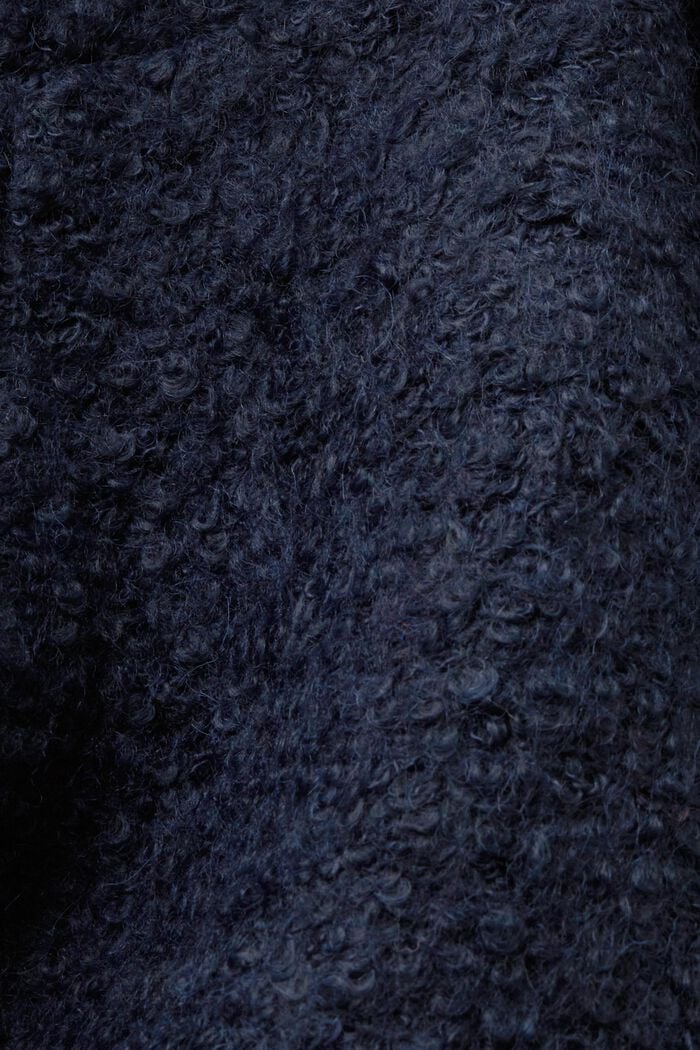 Abrigo de rizo con capucha en mezcla de lana, NAVY, detail image number 4