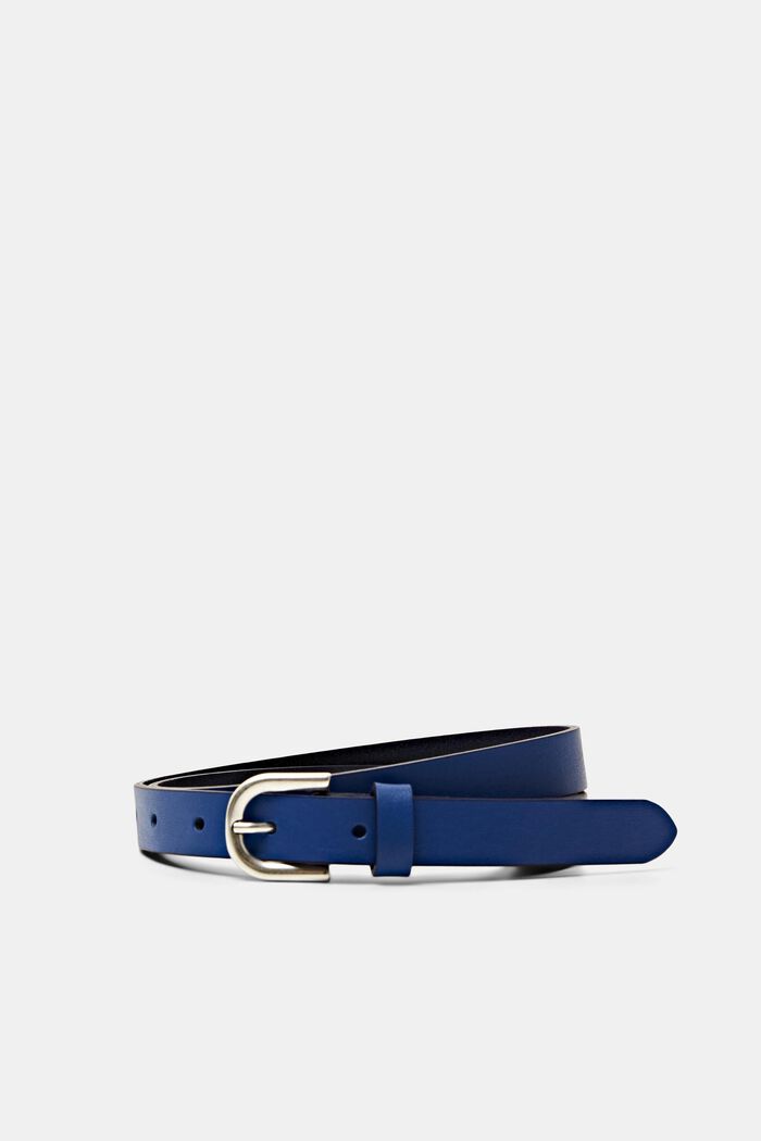 Cinturón de piel estrecho, BRIGHT BLUE, detail image number 0